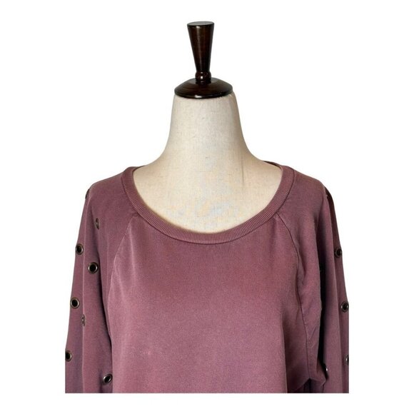 Joe's Jeans Collection Sweatshirt Women Small Mauve Purple Izzy Grommet Pullover - Picture 4 of 9